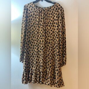 a new day Animal Print Long Sleeve Dress - Tan and Black